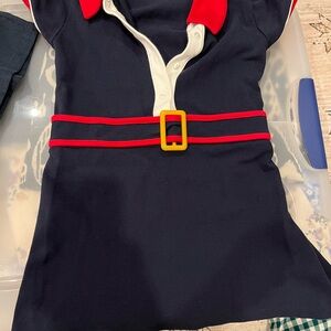 Bella bliss so 6 Navy Dress with Red Trim and Yellow Buckle - NWOT